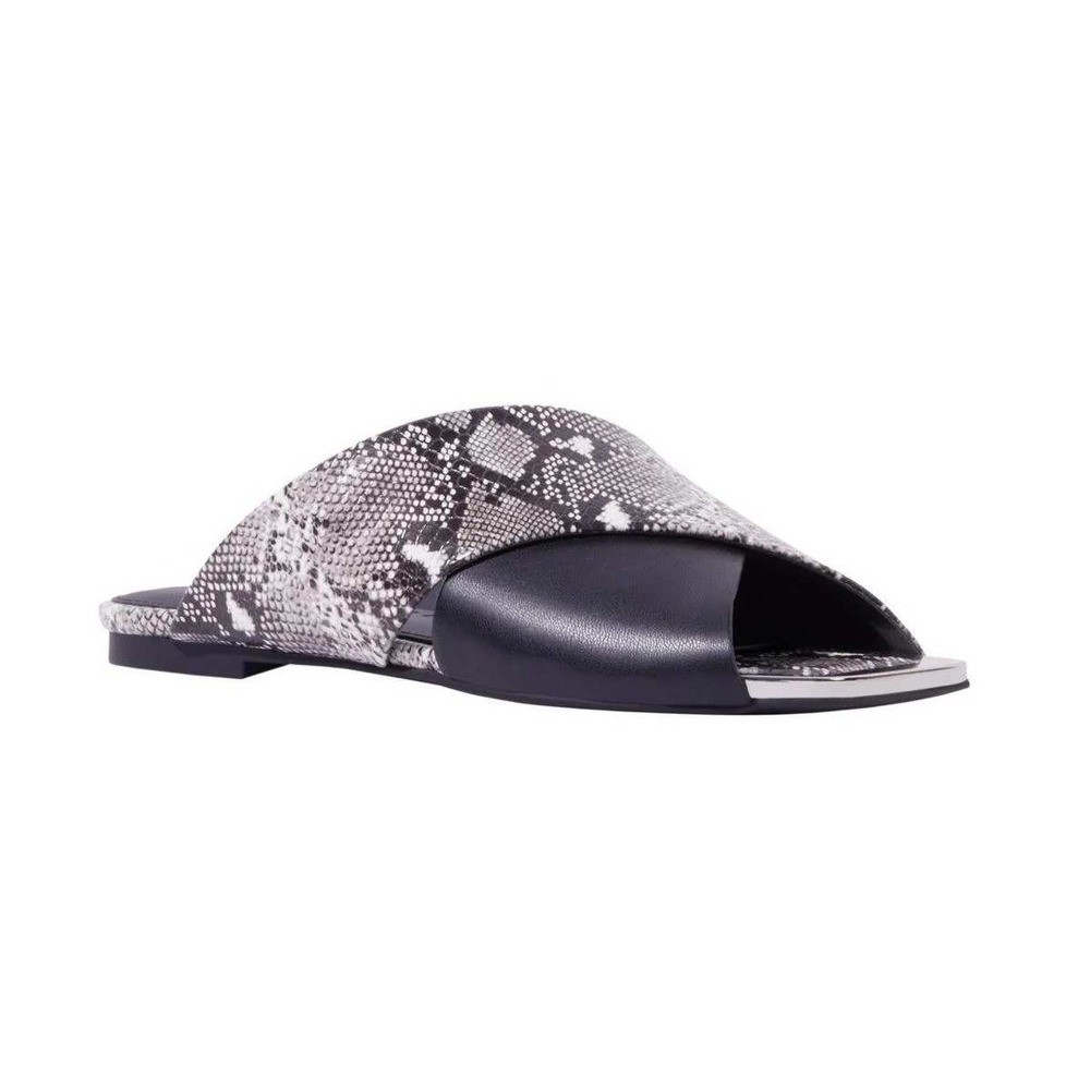 Katy‎ Perry The Checked In Slide Sandal Black Snake Print 12 NIB